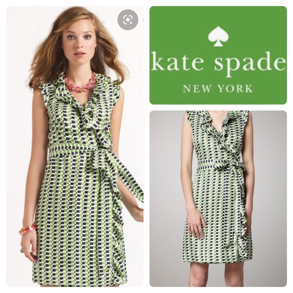 {Kate Spade} Aubrey Silk Ruffle Wrap Dress - Picture 2 of 9